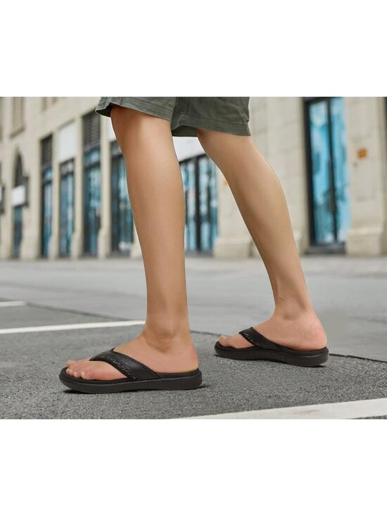 Men\'s Black Arch Support Sport Flip Flops Comfort Orthotic Thong Sandal Shoes main image 5